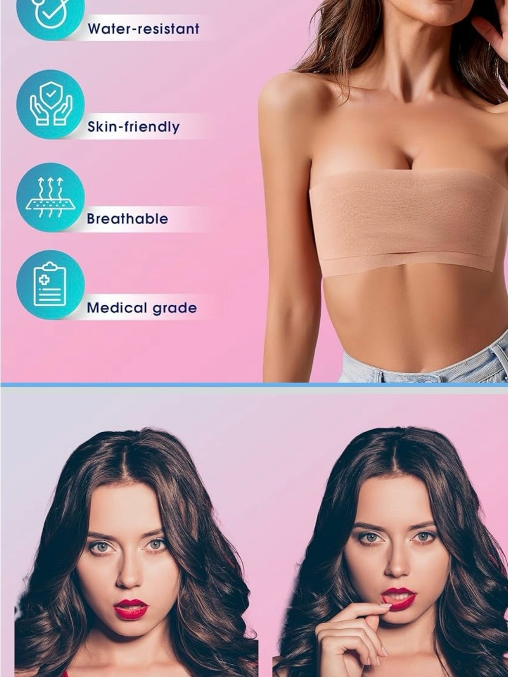 Skin-Friendly Strapless Adhesive Bandeau - Nude